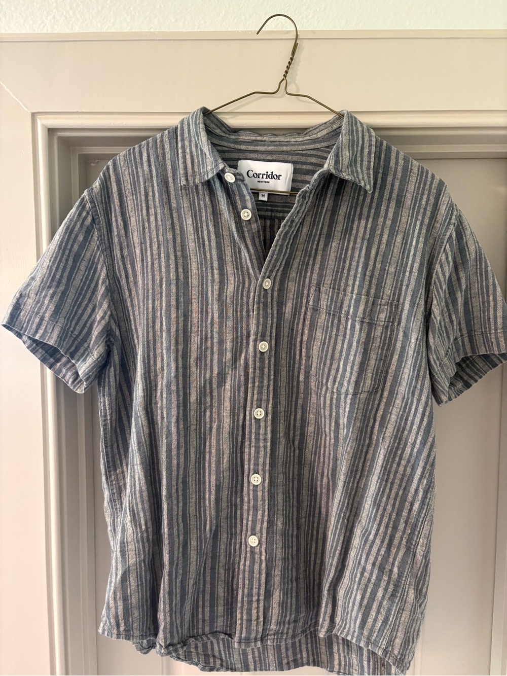 Corridor Blue Striped Short-Sleeve Button-Down Shirt